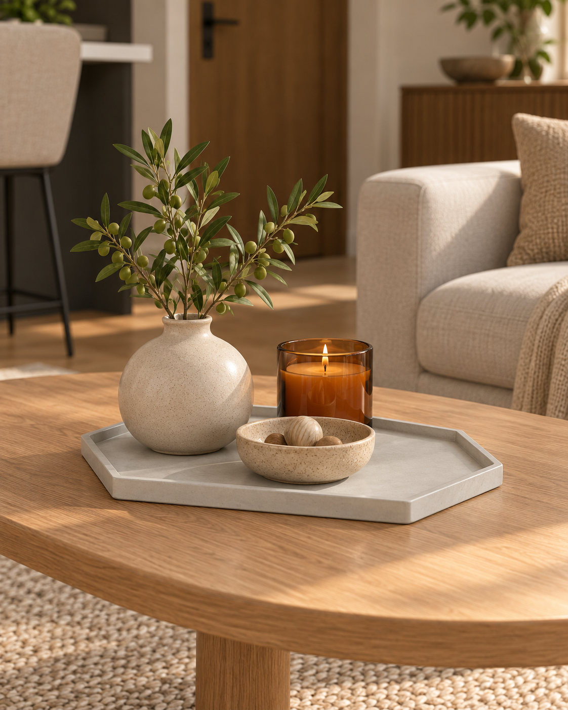 Hexis - Bandeja decorativa de concreto de forma hexagonal