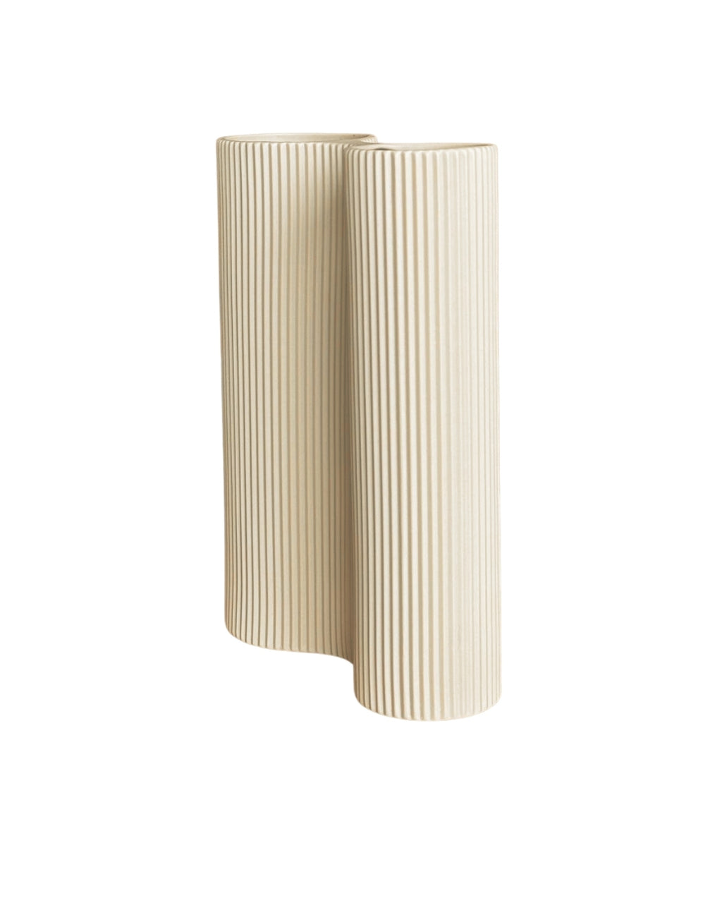 Jarrón beige con doble entrada