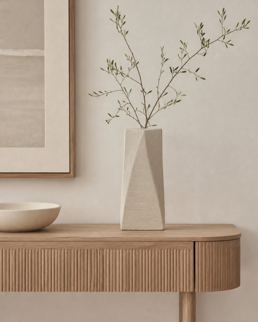 Jarrón de cerámica beige texturizado - Bue