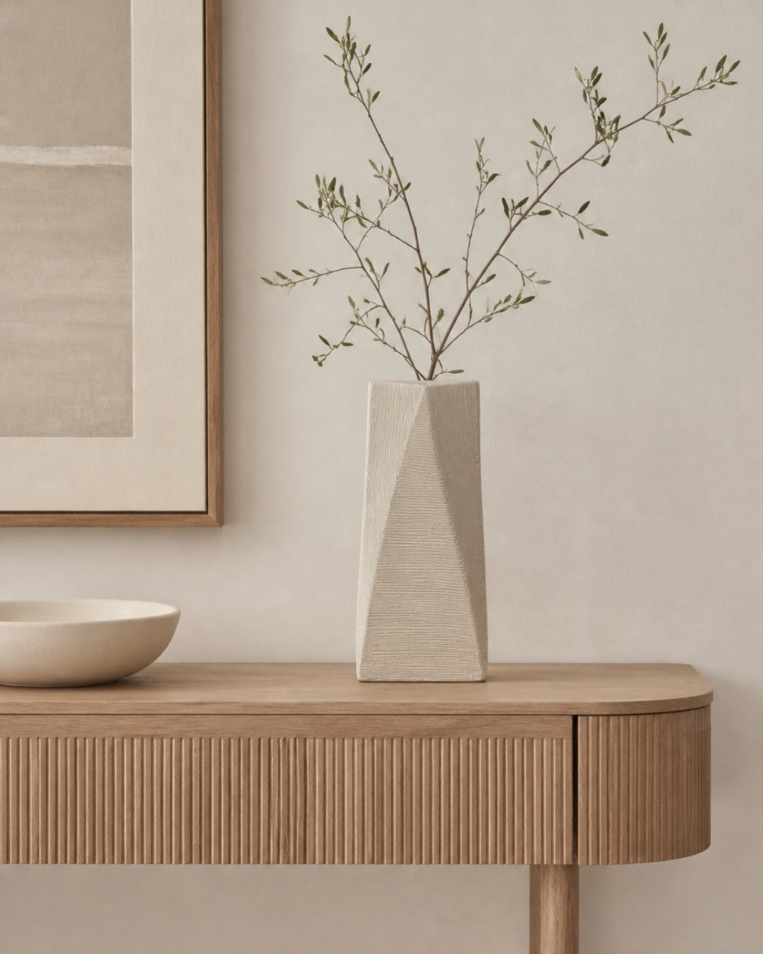 Jarrón de cerámica beige texturizado - Bue