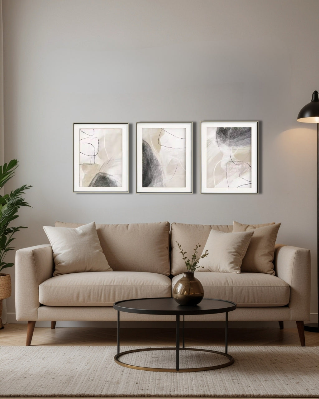 Milan - Set de 3 cuadros abstractos – 27.5" x 19.6", 3 Pieces