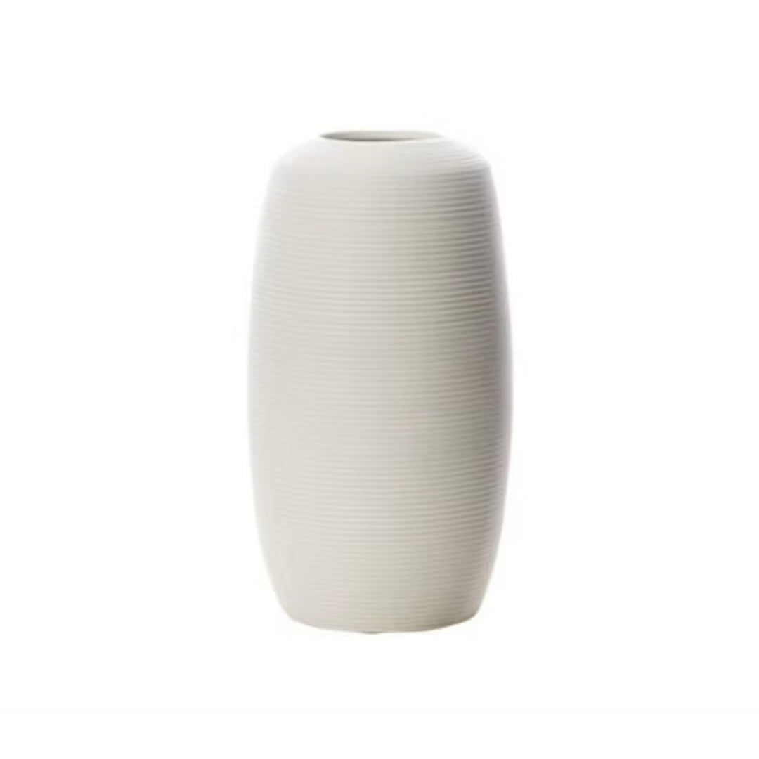 Jarrón blanco con silueta cilindrica - 20 cm.