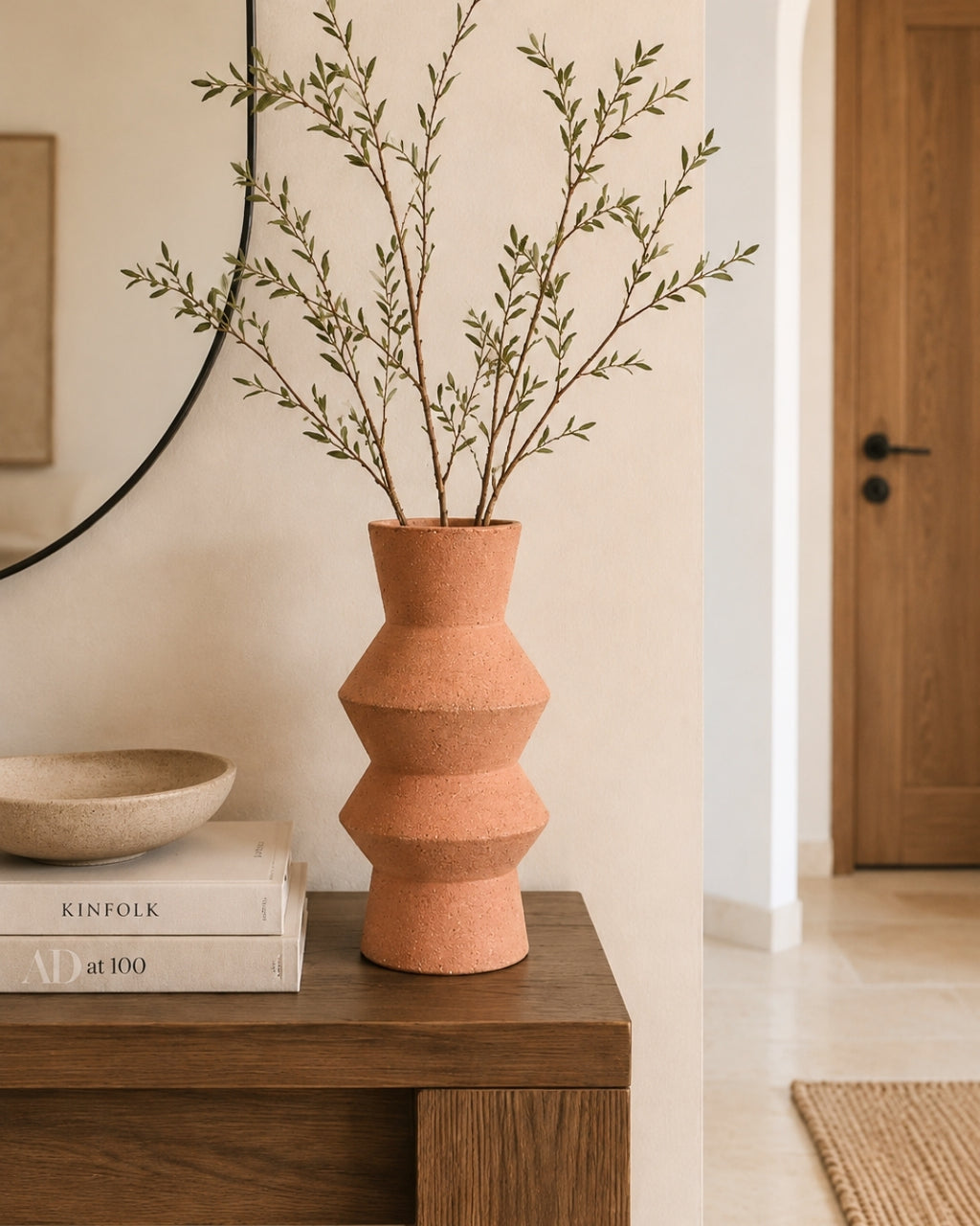 Jarrón terracota con silueta zigzag 30 cm. -  Twist
