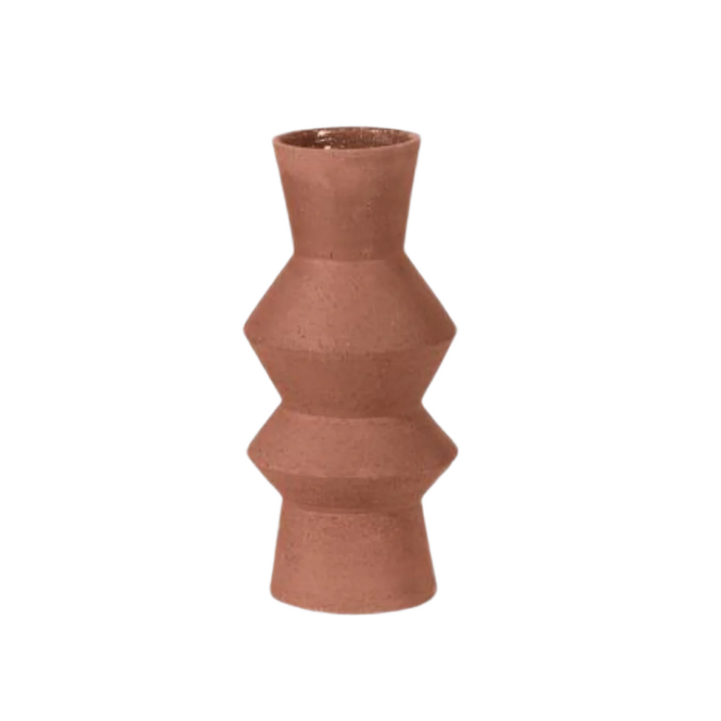 Jarrón terracota con silueta zigzag