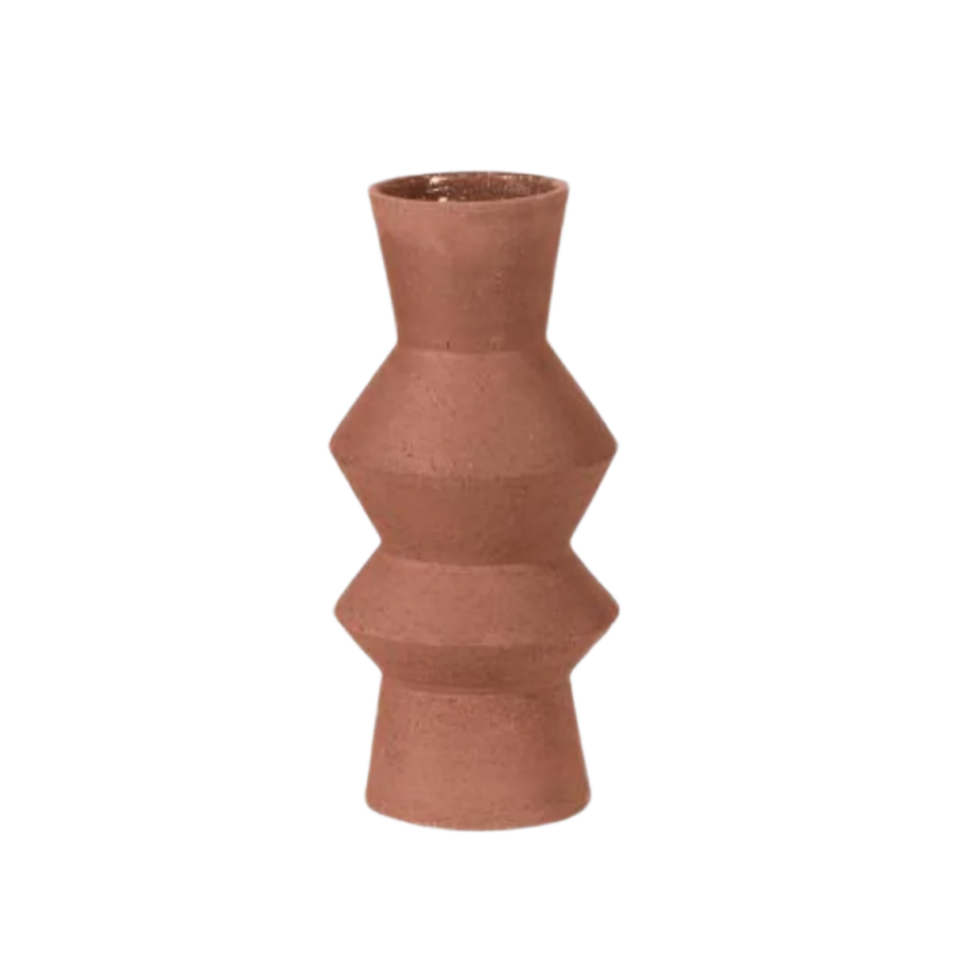 Jarrón terracota con silueta zigzag
