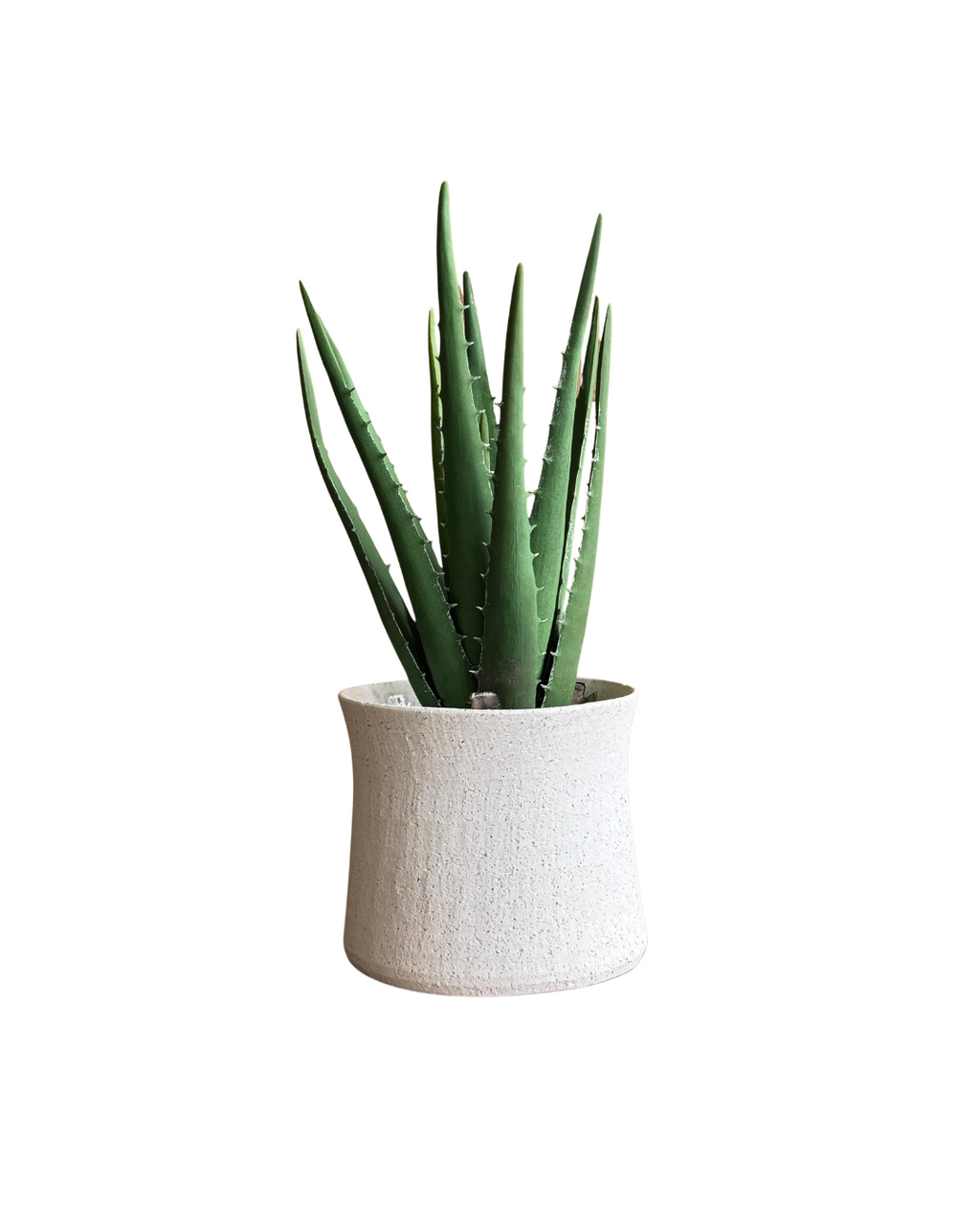 Macetero de cerámica blanco con silueta curva
