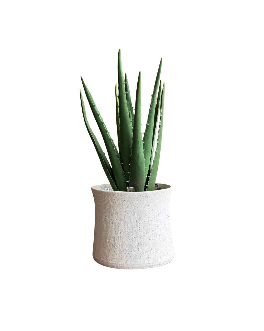 Macetero de cerámica blanco con silueta curva