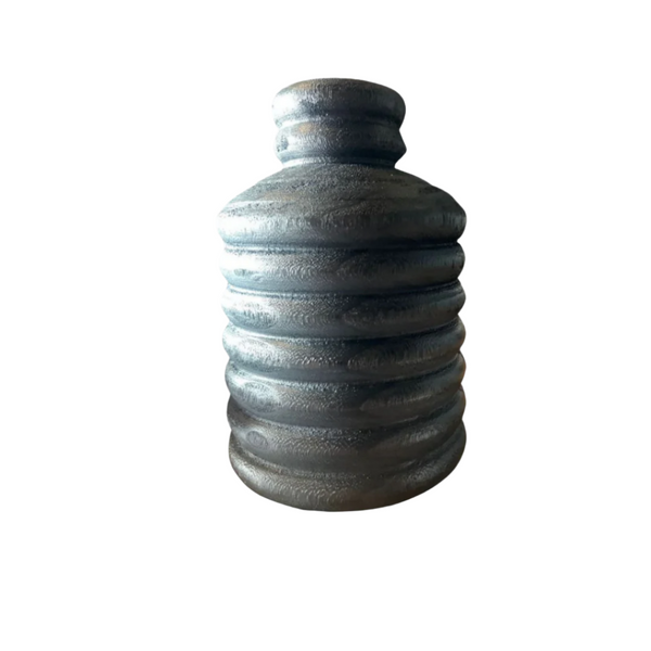 Strata - Textured Black Wooden Vase