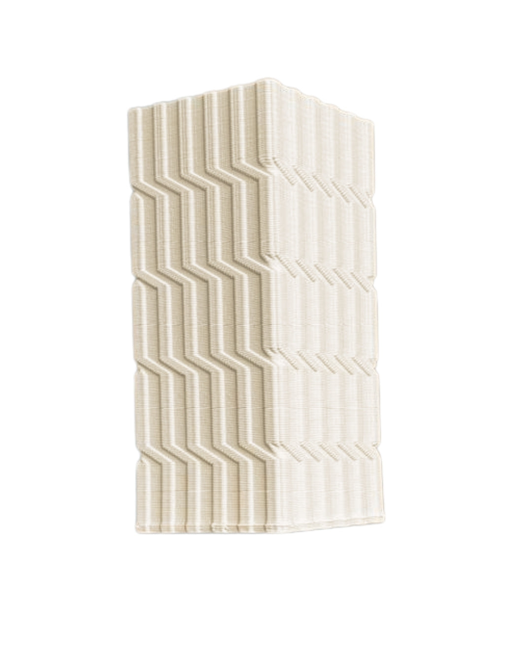 Jarrón blanco crema con textura zigzag