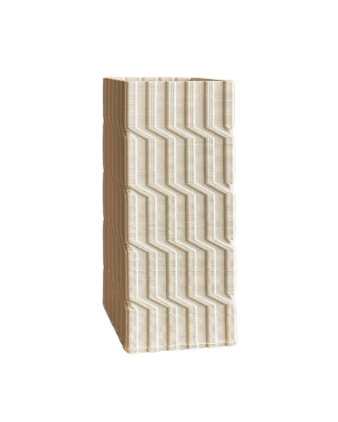 Jarrón blanco crema con textura zigzag