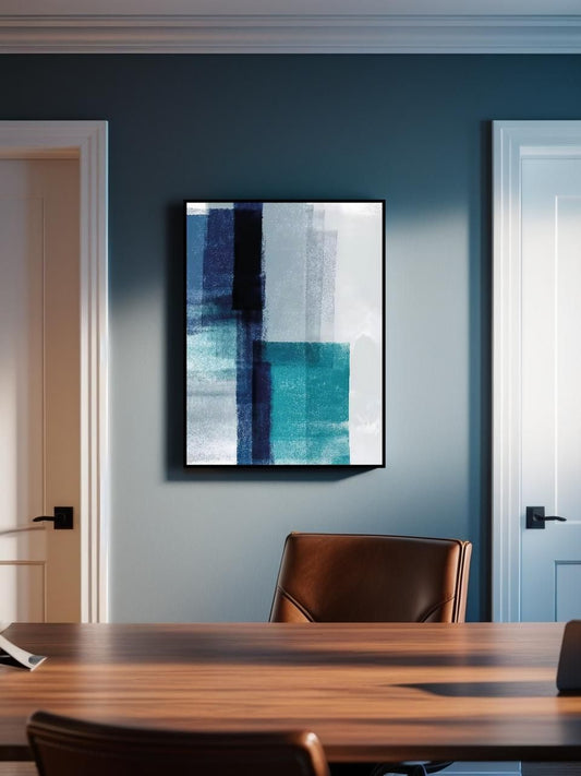Azure - 47.2" x 35.4" Framed Abstract Canvas Wall Art