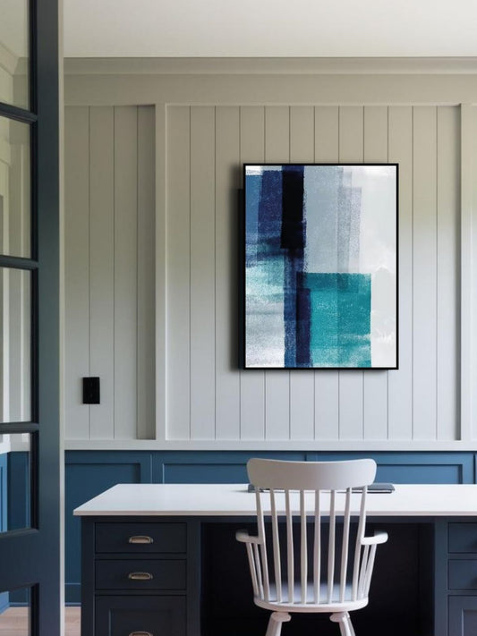 Azure - 47.2" x 35.4" Framed Abstract Canvas Wall Art