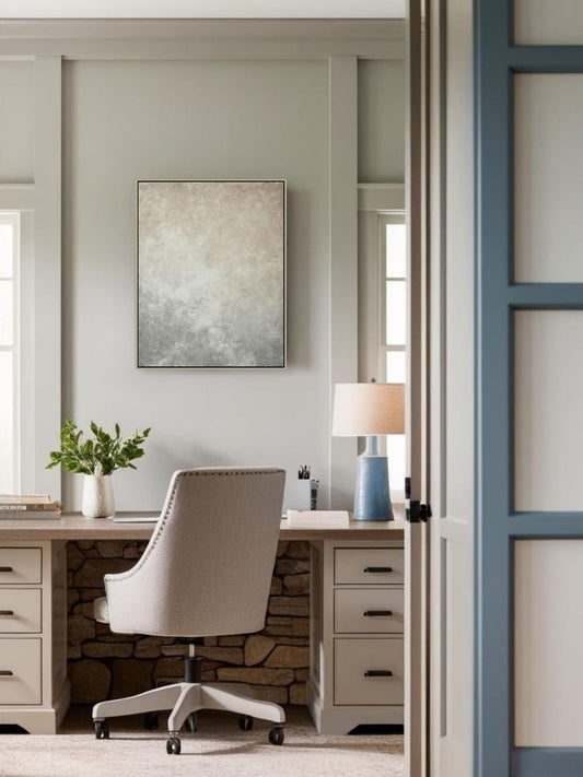 Stone fade - 27.5" x 19.6" Framed Abstract Canvas Wall Art