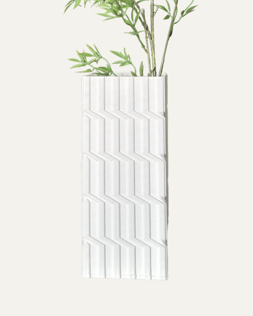 Jarrón blanco crema con textura zigzag - Tokio