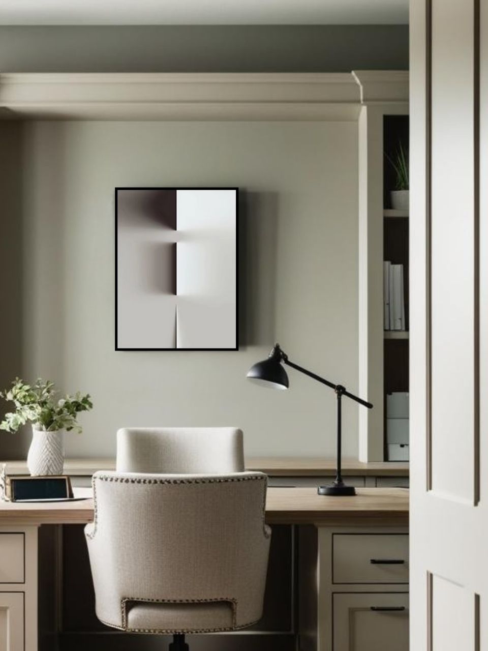 Skugge - 31.5" x 23.6" Framed Abstract Canvas Wall Art