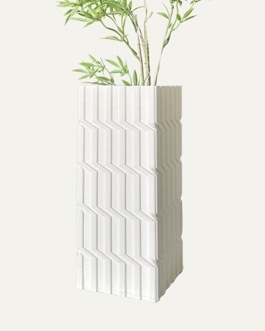 Jarrón blanco crema con textura zigzag - Tokio
