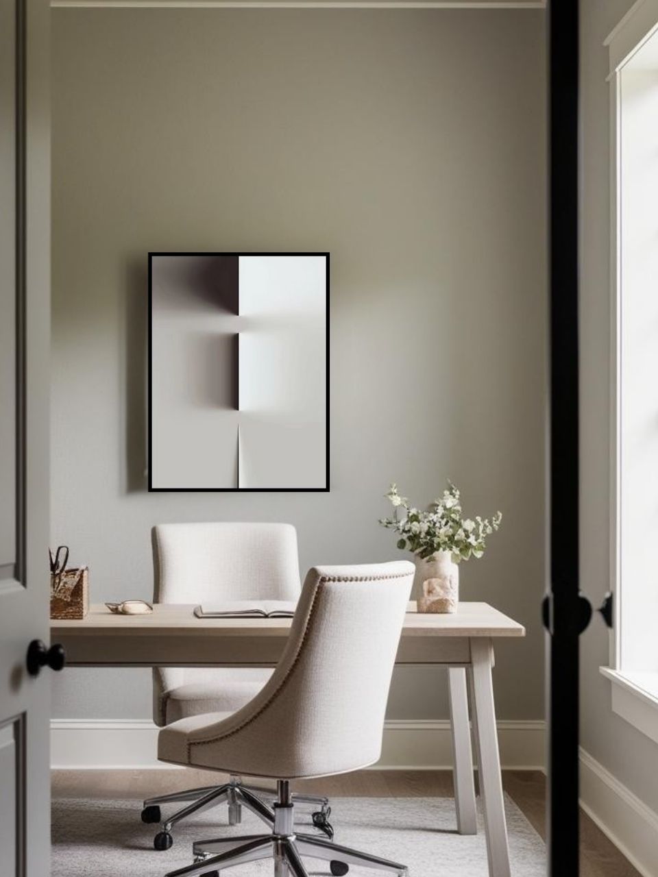 Skugge - 31.5" x 23.6" Framed Abstract Canvas Wall Art