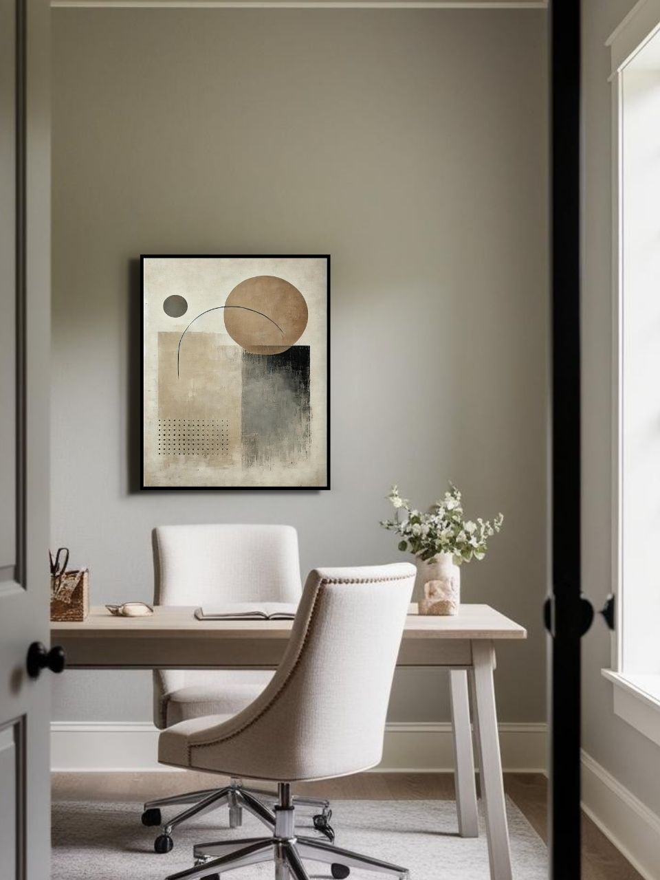Ivory Balance - 23.6" x 31.5" Framed Abstract Wall Art Canvas