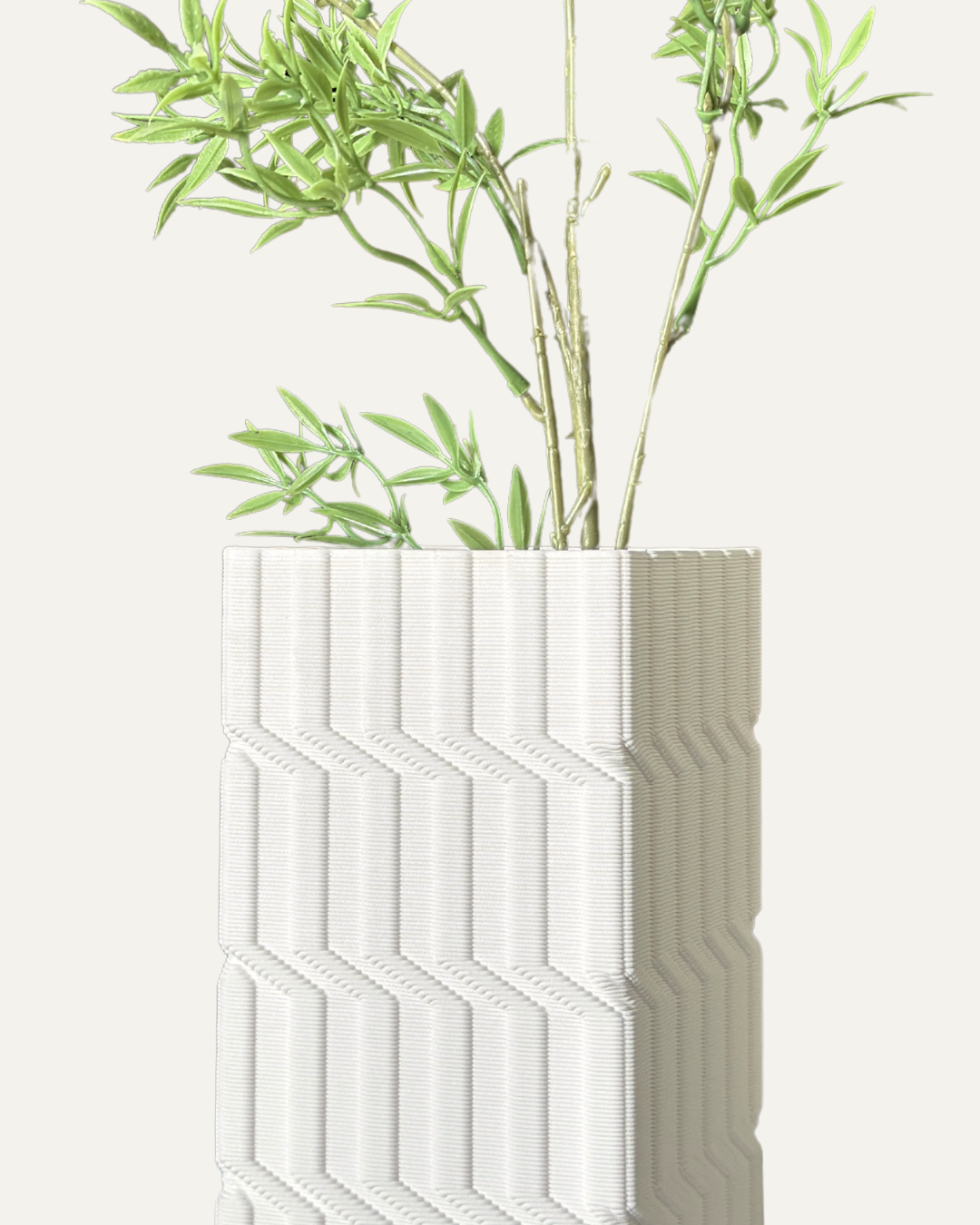 Jarrón blanco crema con textura zigzag - Tokio