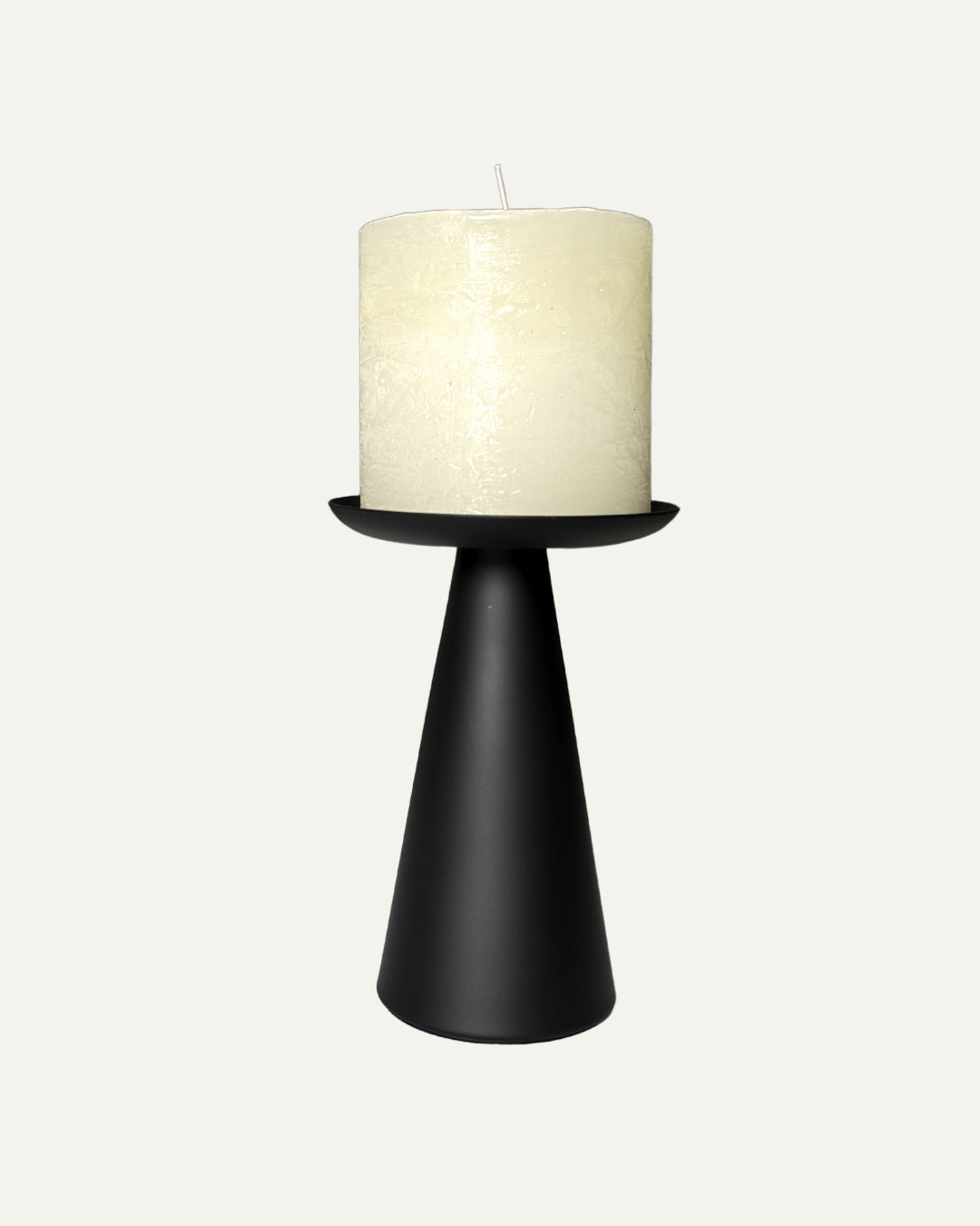 Cono - Portavelas de metal negro
