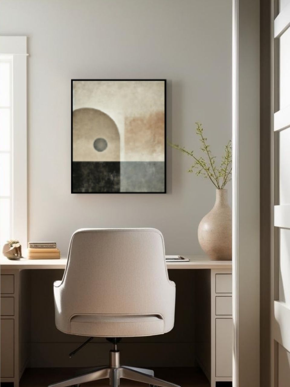 Cuadro abstracto tonos beige y negro 40 x50 cm.,