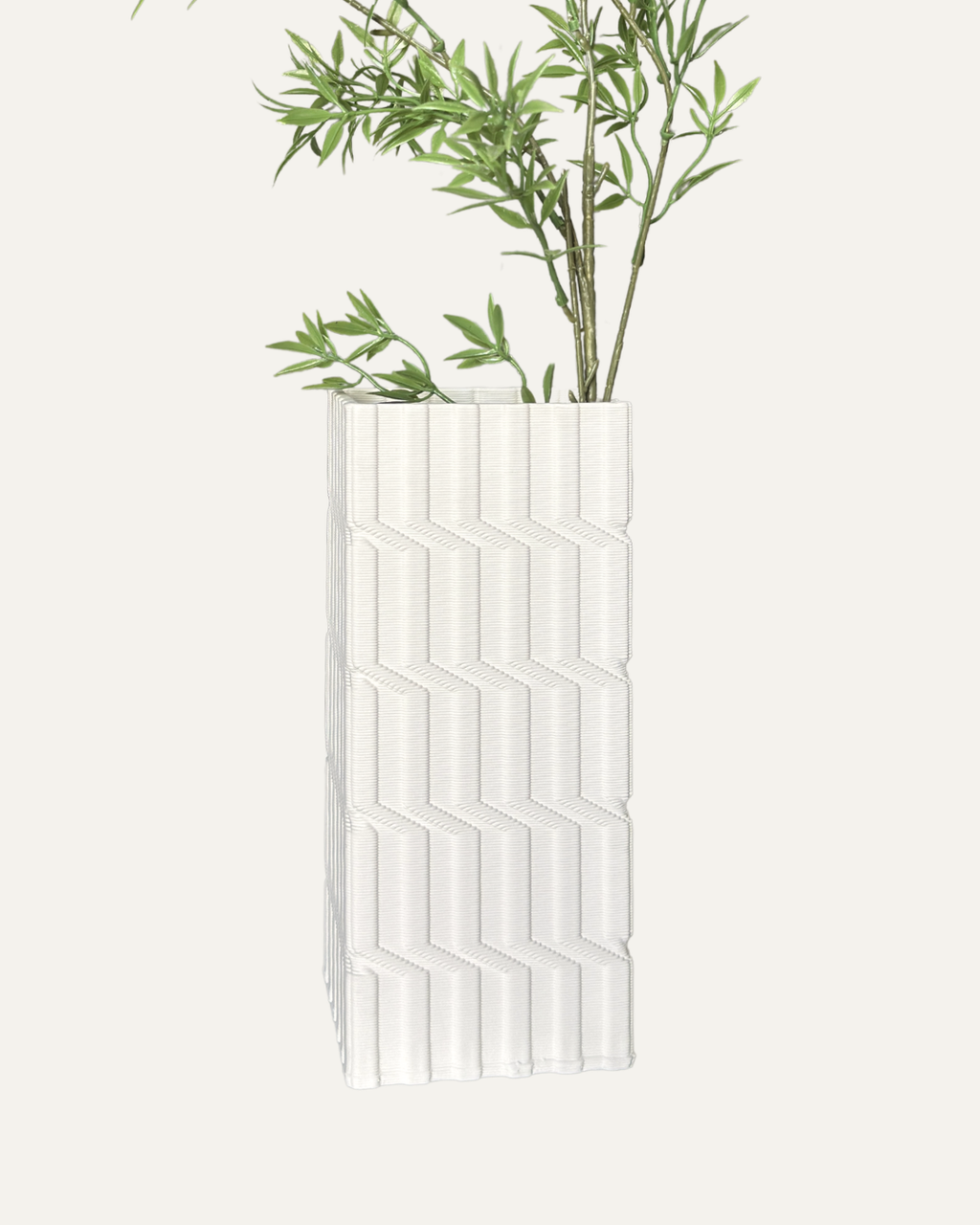 Jarrón blanco crema con textura zigzag - Tokio