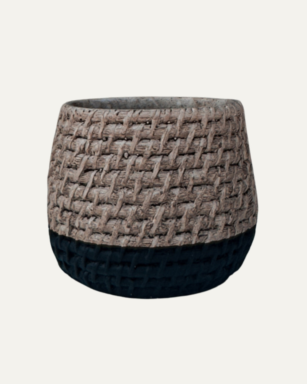 Macetero bicolor con textura trenzada - Ébano