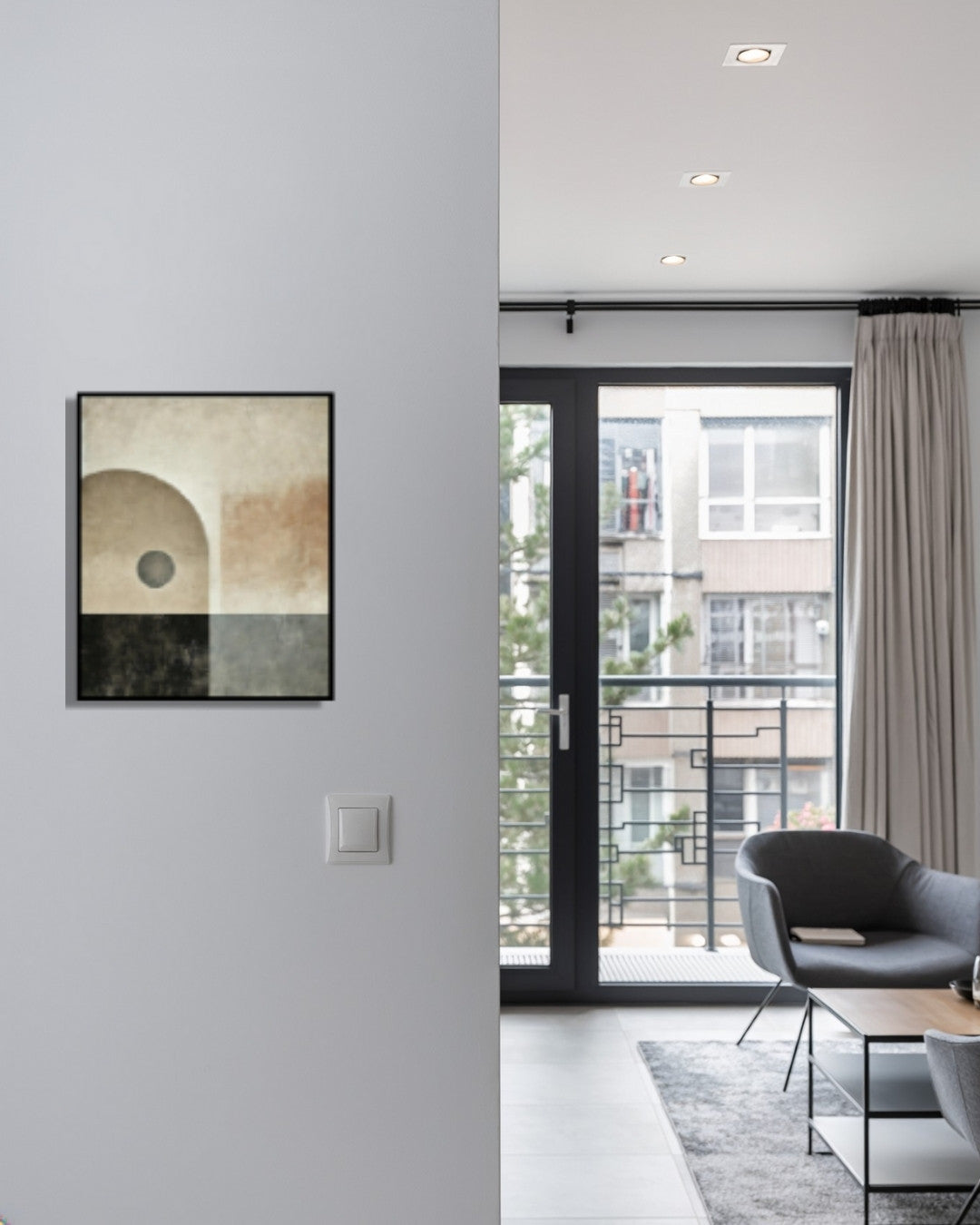 Cuadro abstracto tonos beige y negro 40 x50 cm.,