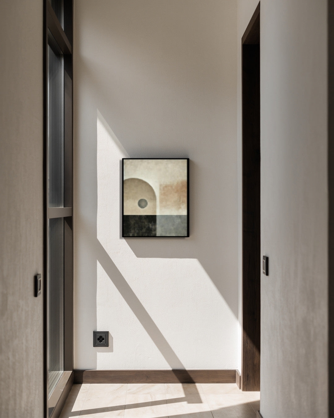 Cuadro abstracto tonos beige y negro 40 x50 cm.,