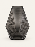 Jarrón de vidrio ahumado con relieve geométrico 23 cm - Arista