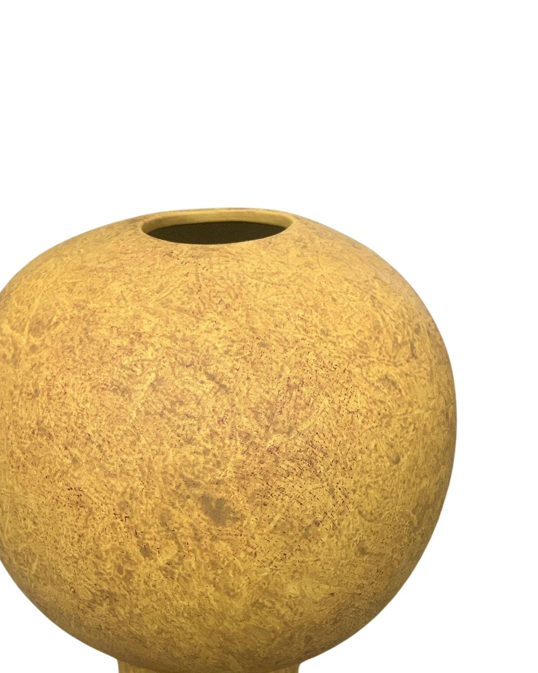 Top view detail of the opening of a sculptural terracotta ceramic vase