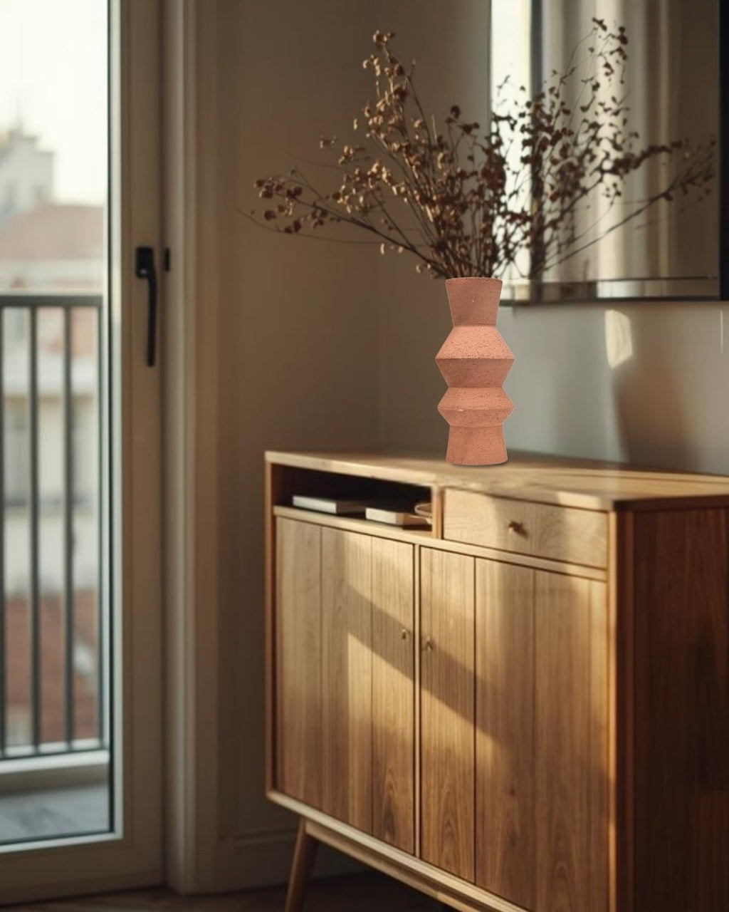 Jarrón terracota con silueta zigzag Twist