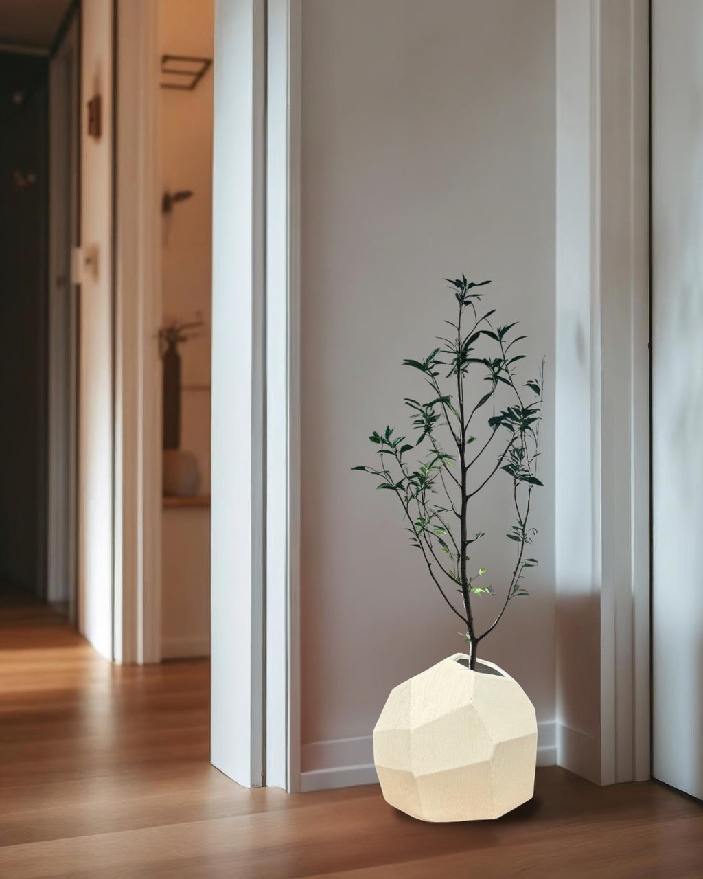 Jarrón de Cerámica Geométrico Texturizado Volkan - 23 cm