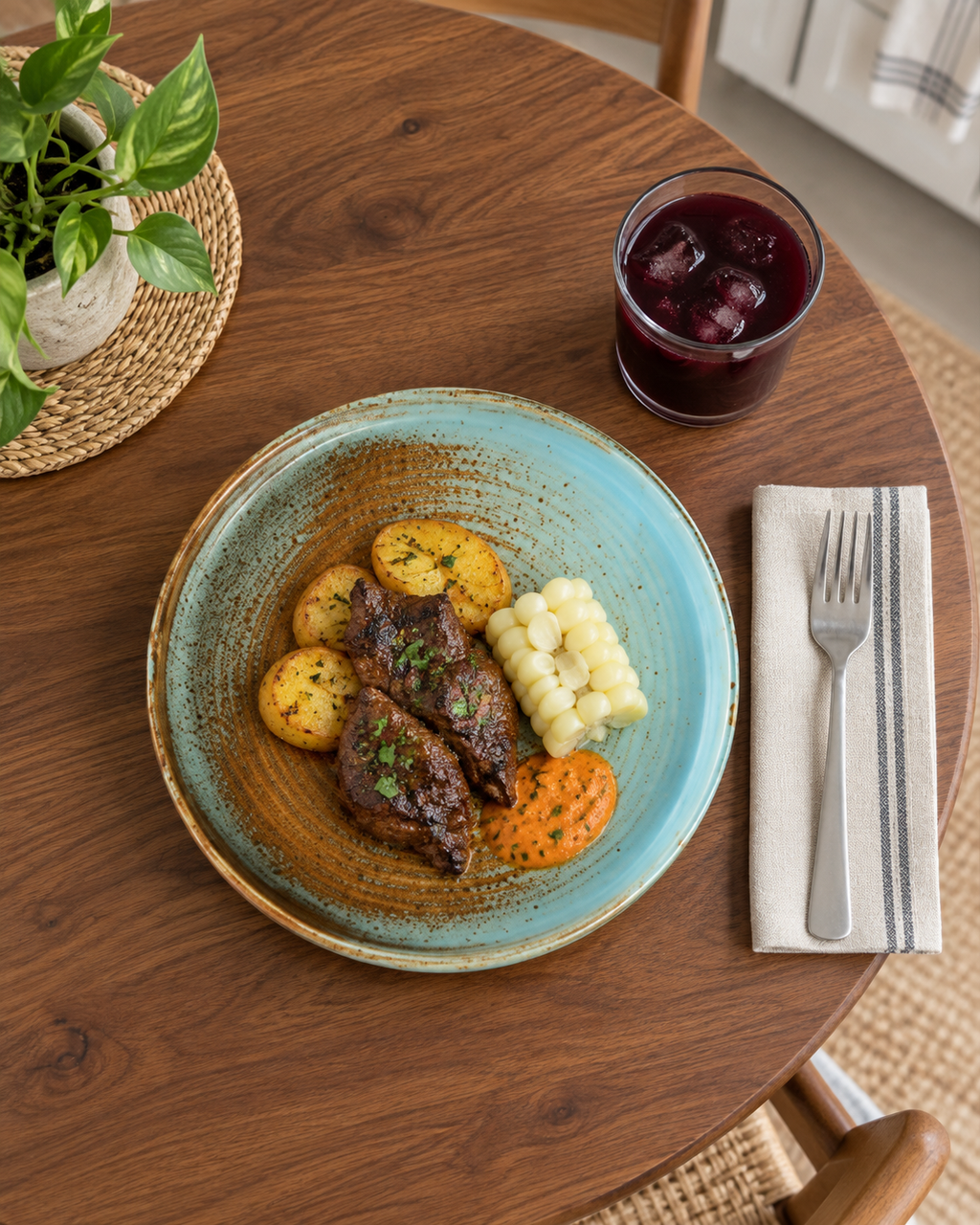 Plato turquesa y cobre de borde recto – Estuario