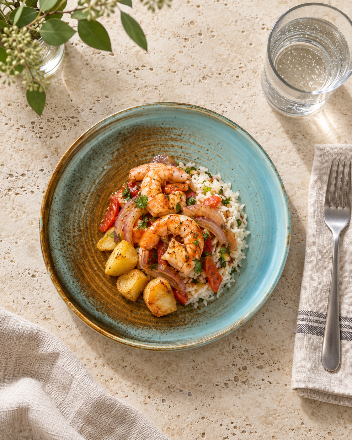 Plato turquesa y cobre de borde recto – Estuario