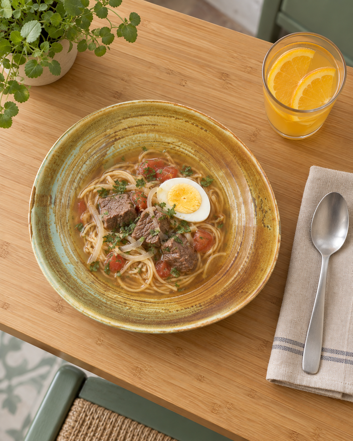Plato hondo orgánico ámbar y crema – Ocaso