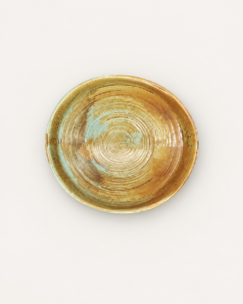 Plato hondo orgánico ámbar y crema – Ocaso