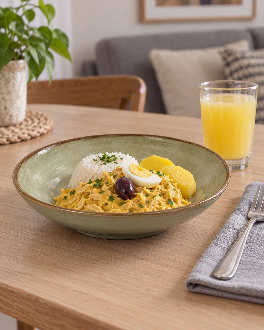 Plato hondo gris oliva con borde marrón – Niebla