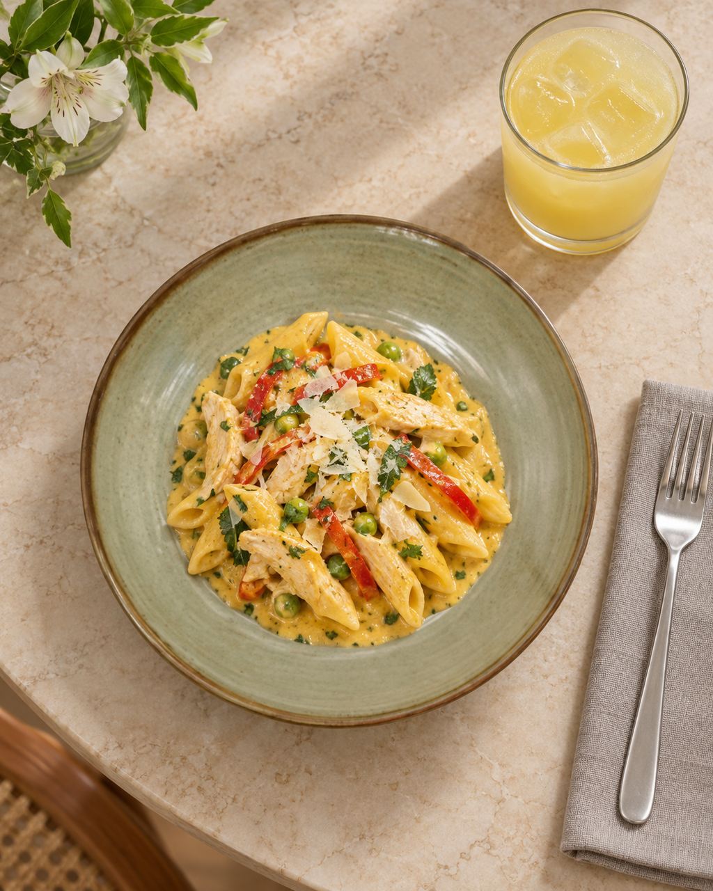 Plato hondo gris oliva con borde marrón – Niebla