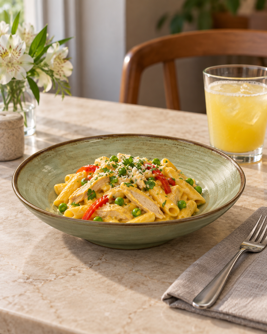 Plato hondo gris oliva con borde marrón – Niebla