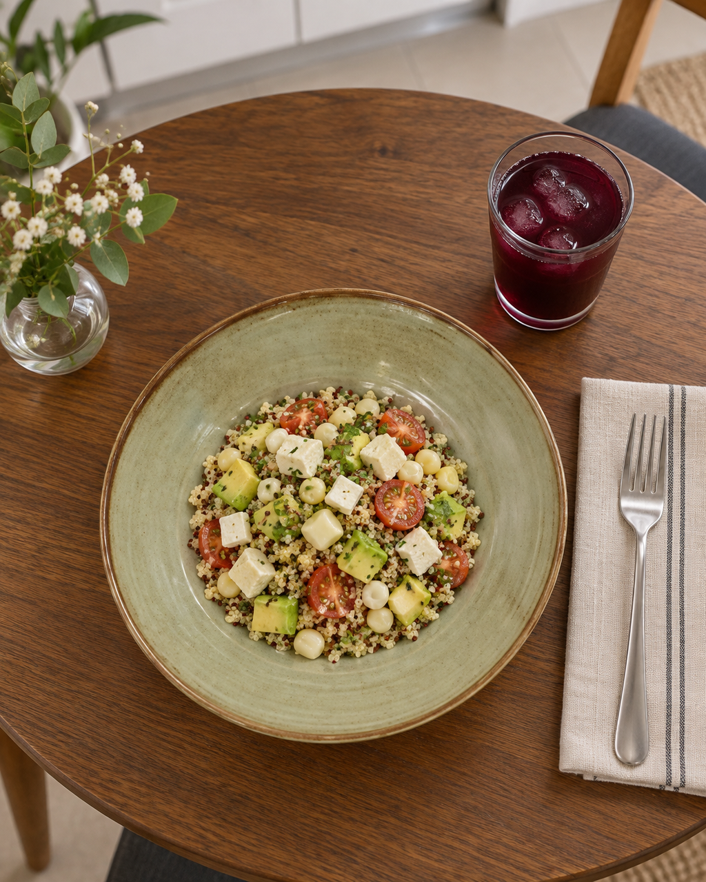 Plato hondo gris oliva con borde marrón – Niebla