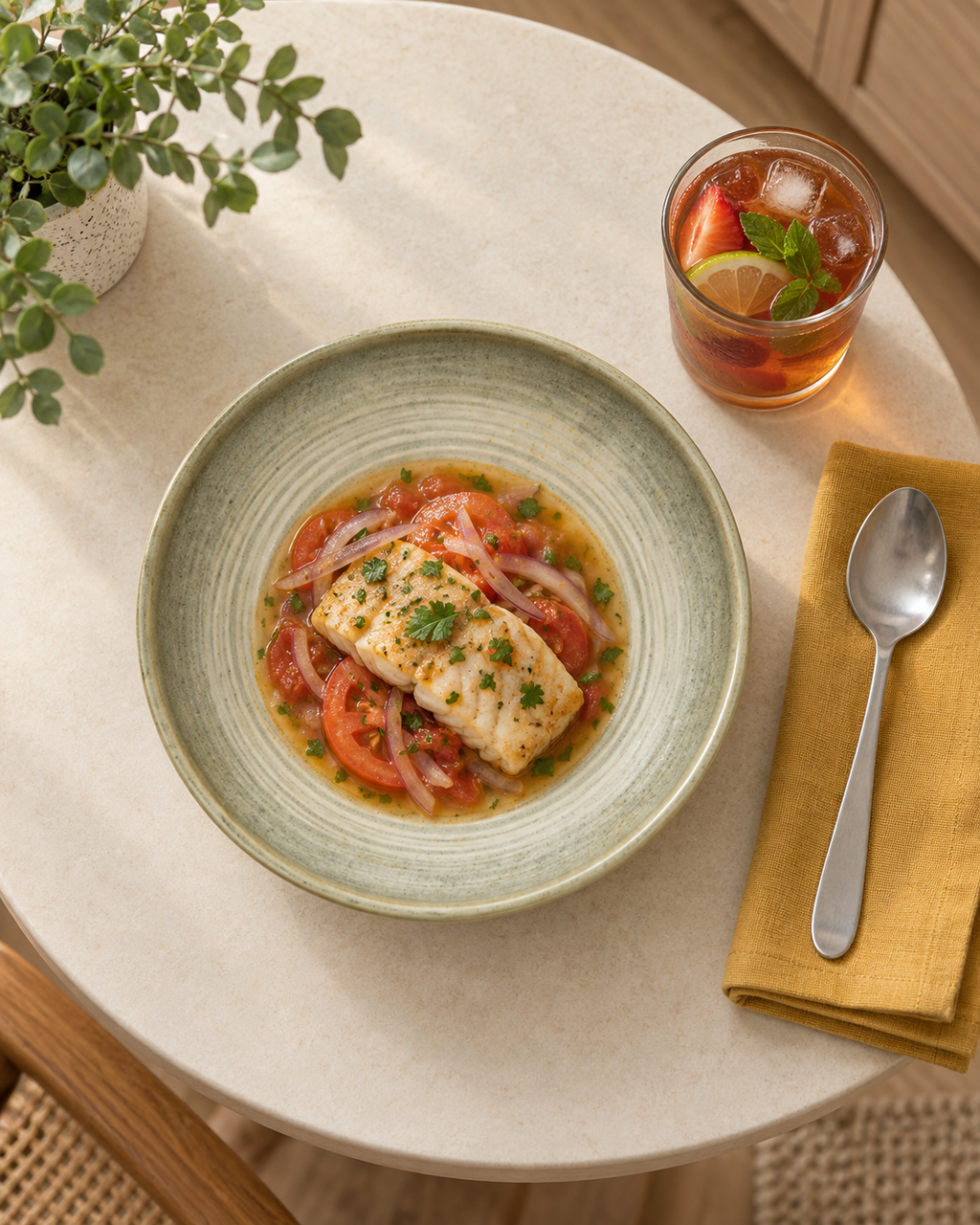 Plato hondo oliva claro con borde miel – Ladera