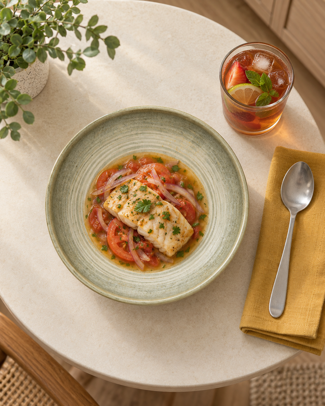 Plato hondo oliva claro con borde miel – Ladera