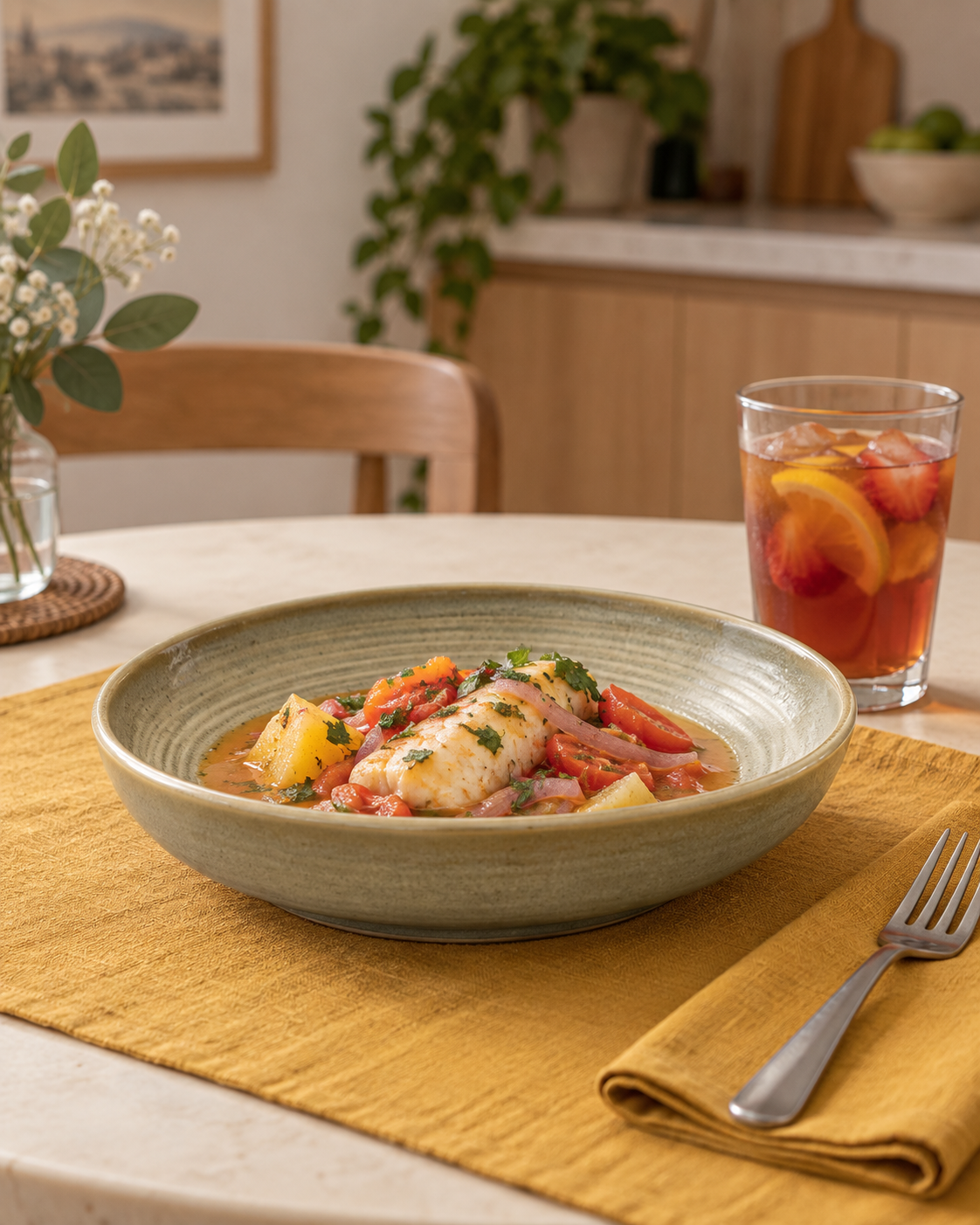 Plato hondo oliva claro con borde miel – Ladera