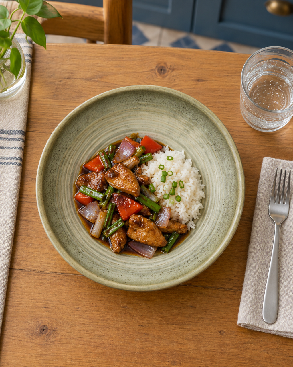 Plato hondo oliva claro con borde miel – Ladera