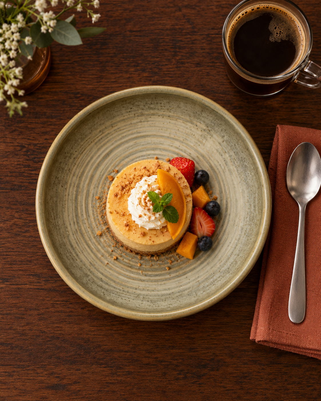 Plato hondo oliva claro con borde miel – Ladera