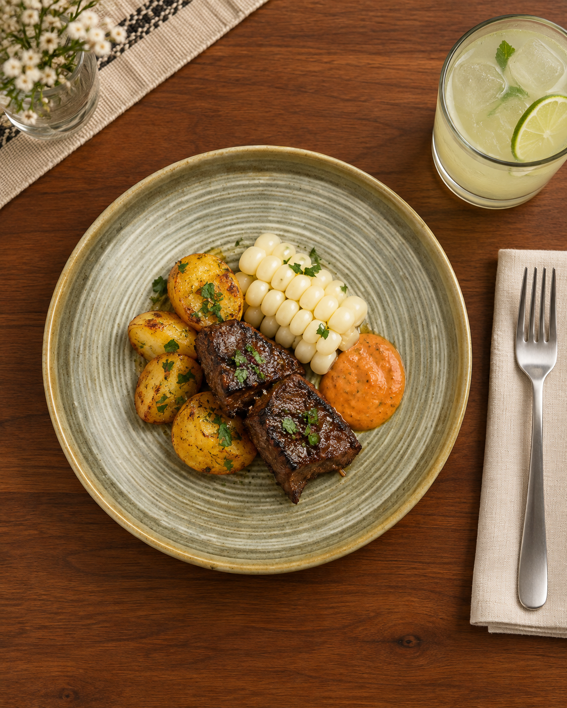 Plato oliva claro de borde recto – Linde