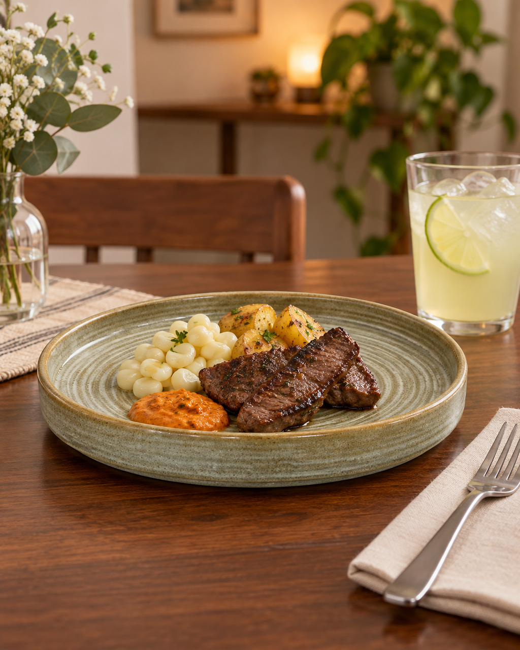 Plato oliva claro de borde recto – Linde