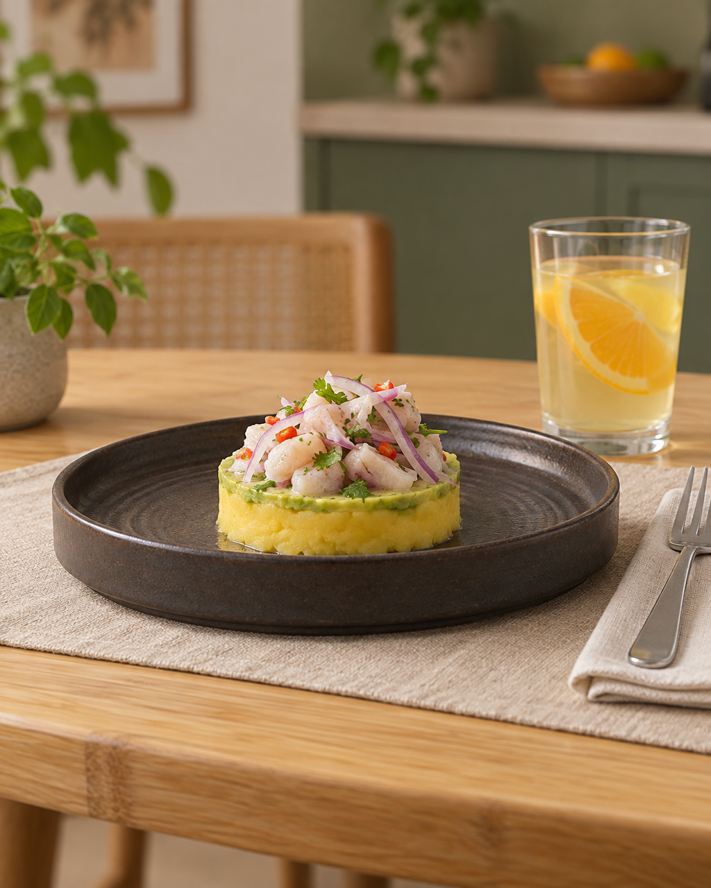 Plato carbón de borde recto con anillos – Basalto