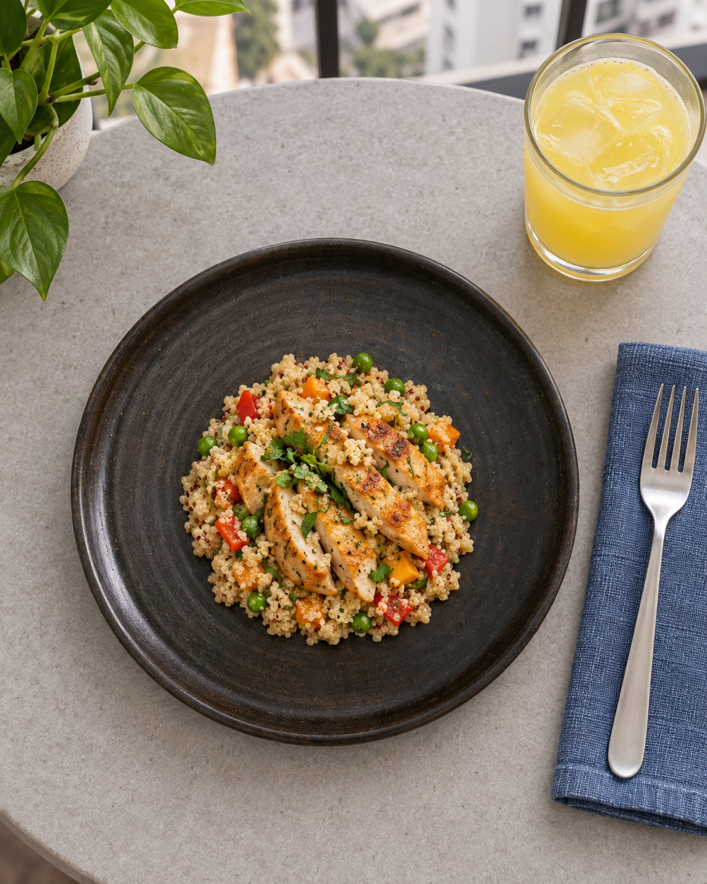 Plato carbón de borde recto con anillos – Basalto